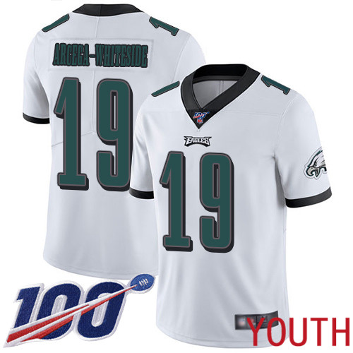 Youth Philadelphia Eagles #19 JJ Arcega-Whiteside White Vapor Untouchable NFL Jersey Limited Player 100th->youth nfl jersey->Youth Jersey